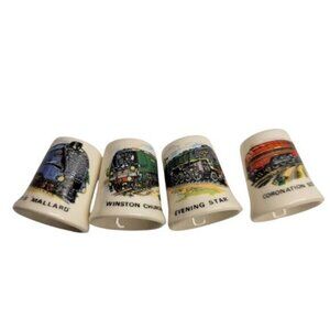 CLEARANCE Vintage Powerful Steam Locomotive Train Porcelain China Thimbles